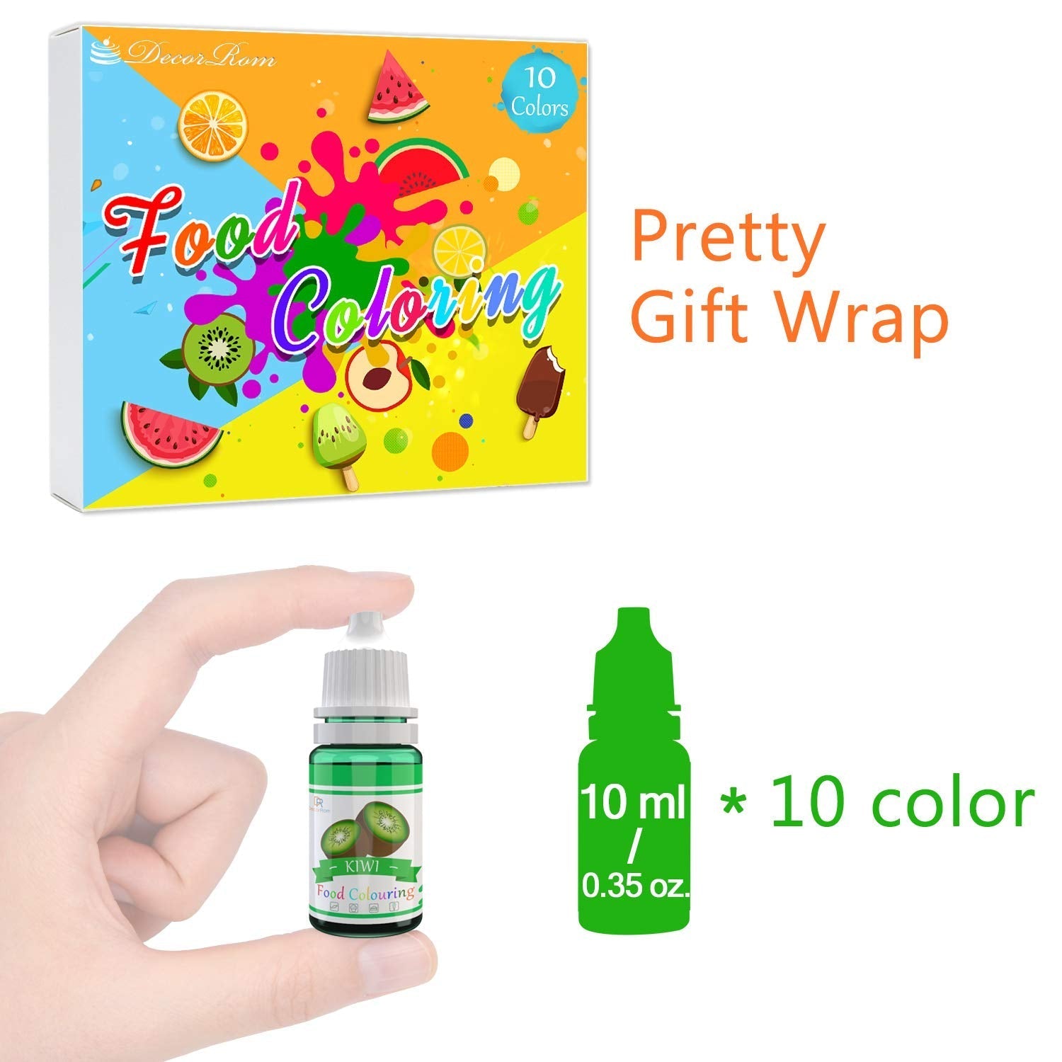 DecorRom, Set mit 10 flüssigen Lebensmittelfarben, 10 x 10 ml Naty Shop