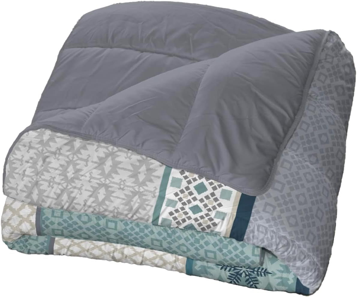 Bleu Câlin Bedruckte 1-Personen-Hermance-Steppdecke, Polyester, blau/grau, 140 x 200 cm Steppdecken und Steppdecken Naty Shop Blau/grau/rot 220 x 240 cm