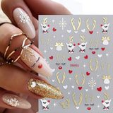 Cartoon-Schneeflocken-Nagelaufkleber, Weihnachts-Nagelaufkleber, selbstklebend, Weihnachts-Nageldesigns, Nagelkunst, Hirsch, Schneeflocken, Weihnachts-Nagelaufkleber, Winter-Nagelzubehör