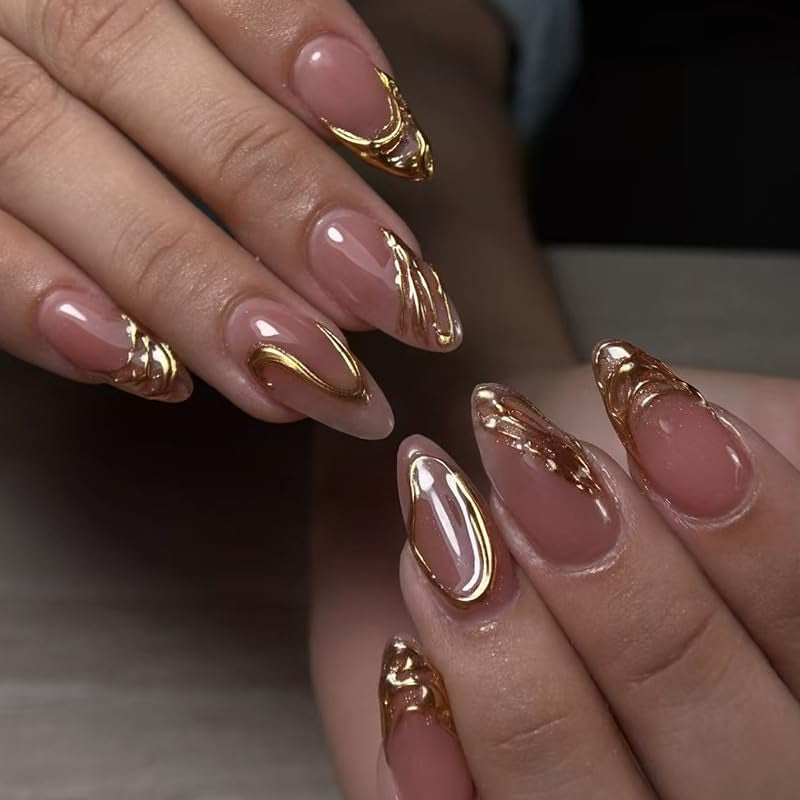 Mouyouglow Kurze magnetische künstliche Nägel, rosa mandelroter Farbverlauf, glitzerndes Katzenauge mit Kleber, rosa rote Ombre-Glitzer-Phototherapie-künstliche Nägel für Frauen und Mädchen