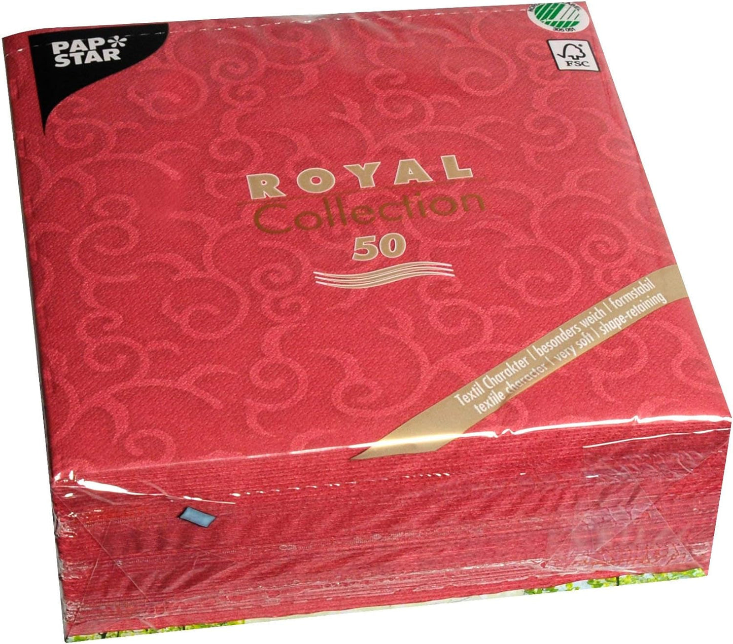 Papstar, 50 Servietten „ROYAL Collection“ 1/4 Falz 40 cm x 40 cm Bordeaux „Casali“, #84880