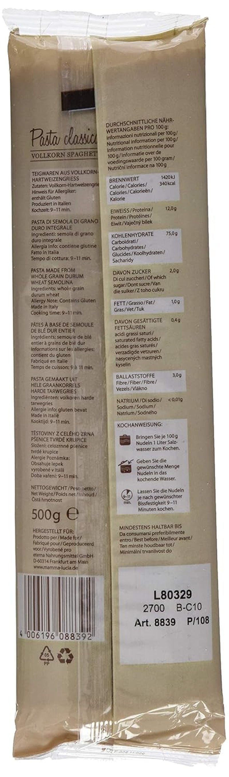 Spaghetti ganze Nudeln, 500 g