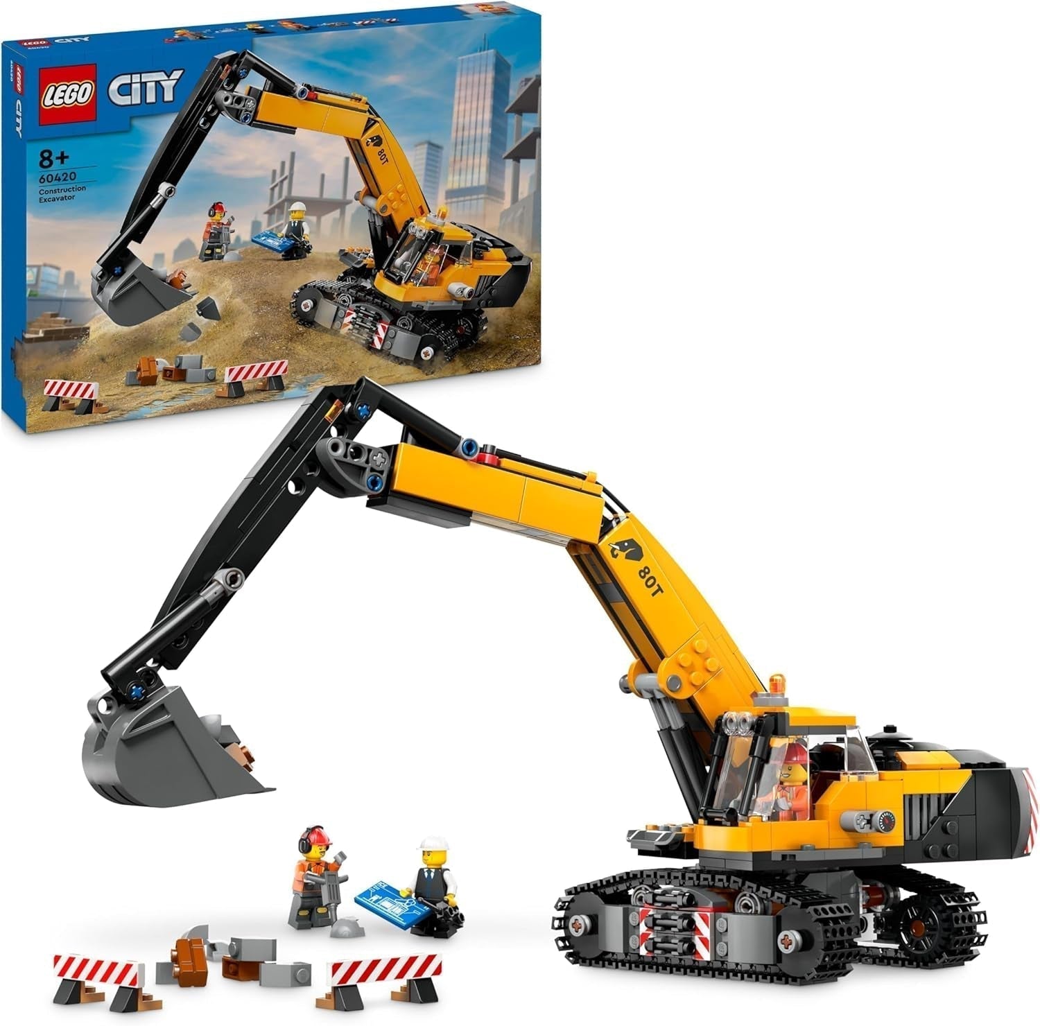 LEGO City Raupenbagger, Spielzeugbagger für 8 Jahre, Baggermodell, Konstruktionsspielzeug, baubarer LKW mit Zubehör und 3 Minifiguren, 60420 Bausets. Besuchen Sie den LEGO-Store. Standardtitel