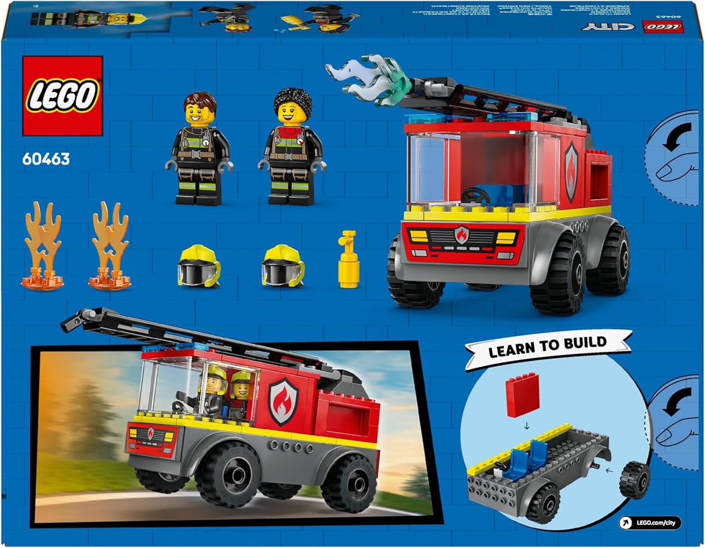 LEGO City Fire Ladder Truck – Spielzeug-Feuerwehrauto mit 2 Feuerwehrmann-Minifiguren für Jungen und Mädchen ab 4 Jahren – Lernspielzeug – Geschenk für Vorschulkinder 60463 Bausätze Besuchen Sie den LEGO-Store
