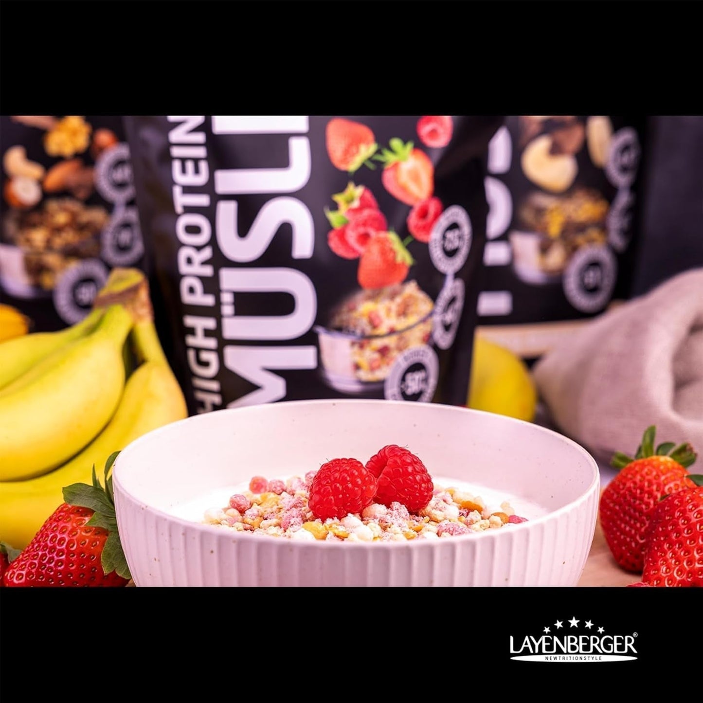 Layenberger 3K High Protein Müsli, 50% Eiweiß und 18% Kohlenhydrate - Einzelpackung (1X 390 G) - Schoko-Nuss Cerealien Naty Shop