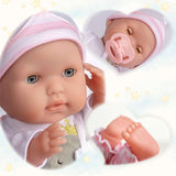 JC Toys – Berenguer Boutique 38 cm weiche, lebensechte Puppe mit offenem/geschlossenem Mund, 10-teiliges Geschenkset, Babyflasche, Rassel, Schnuller und Zubehör, Rosa, ab 2 Jahren