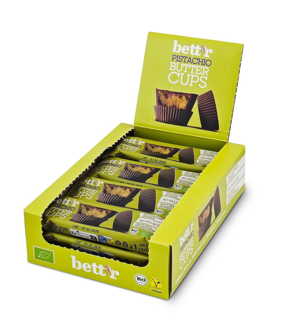 Bio-Haselnuss-Butterblumen ohne Schuldgefühle von Bett'r. 100 % vegan, glutenfrei und laktosefrei – 12 x 39 g