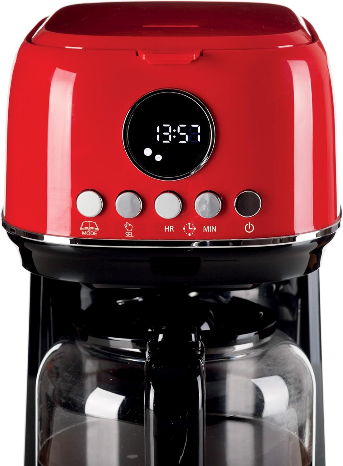 Ariete Moderna 1396 Filter-Espressomaschine für die Zubereitung von amerikanischem Kaffee, bis zu 15 Tassen, Glaskaraffe, Heizplatte, LCD-Display, herausnehmbare und waschbare Filter, weiß