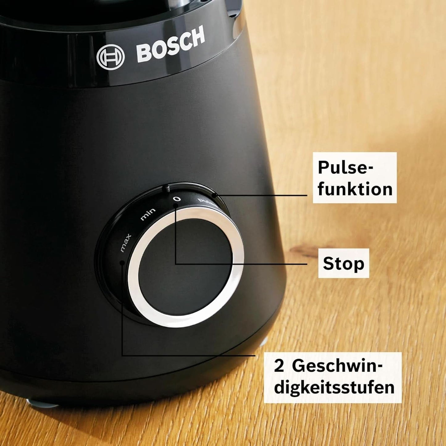 Bosch Standmixer Vitapower Serie 4 MMB6141B, Hochwertige Edelstahl-Klingen, 1.5L Tritan-Mixbehälter, Spülmaschinengeeignete Teile, 30.000 U/Min, 1200 W, Schwarz Kitchen Naty Shop
