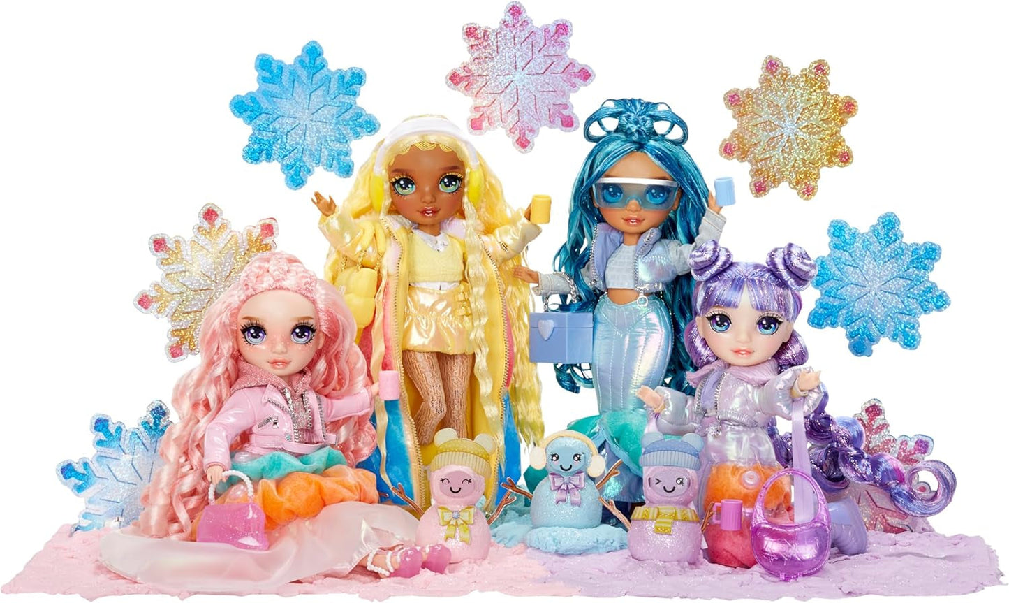 Rainbow High Winter Wonderland – Sunny (Gelb) – 28 cm große versteckte magische wasseraufblasende Schneemann-Modepuppe mit Schneemann-Set, geeignet für Kinder im Alter von 4–12 Jahren und Sammler
