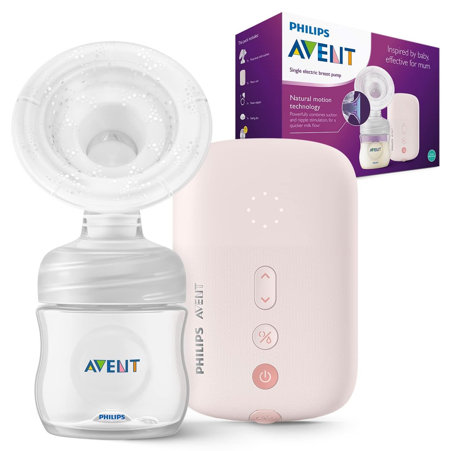 Individuelle elektronische Milchpumpe Philips Avent – mit Natural Motion-Technologie, komfortablem Silikonkissen, Zubehör, Ernährung und Stillen, Bebe Naty Shop Scf395/11