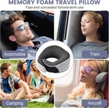 Nackenkissen aus Memory-Schaum, Reisekissen, ergonomisches Design, Nackenkissen aus Memory-Schaum mit Augenmaske, 2 Ohrstöpsel und Aufbewahrungstasche, perfekt zum Schlafen unterwegs auf Reisen, Naty Shop orthopädische Nackenkissen