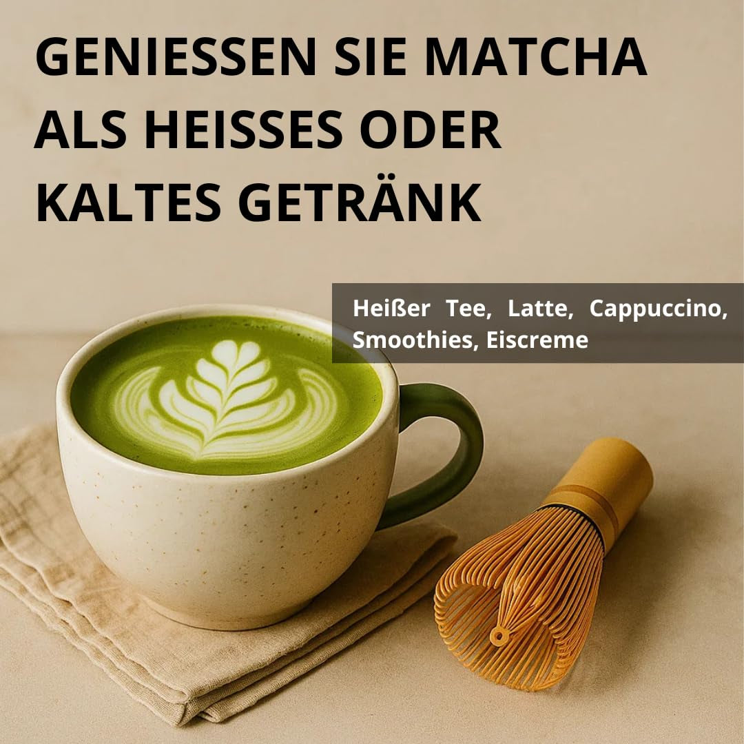 | Matcha Bio-Pulver 100 g | Grüntee-Matcha-Pulver in Zeremonienqualität | 100 % natürlich und hochwertig | Entgiftender Tee | Kompatibel mit Matcha-Set, Stiel, Schale und Glas.
