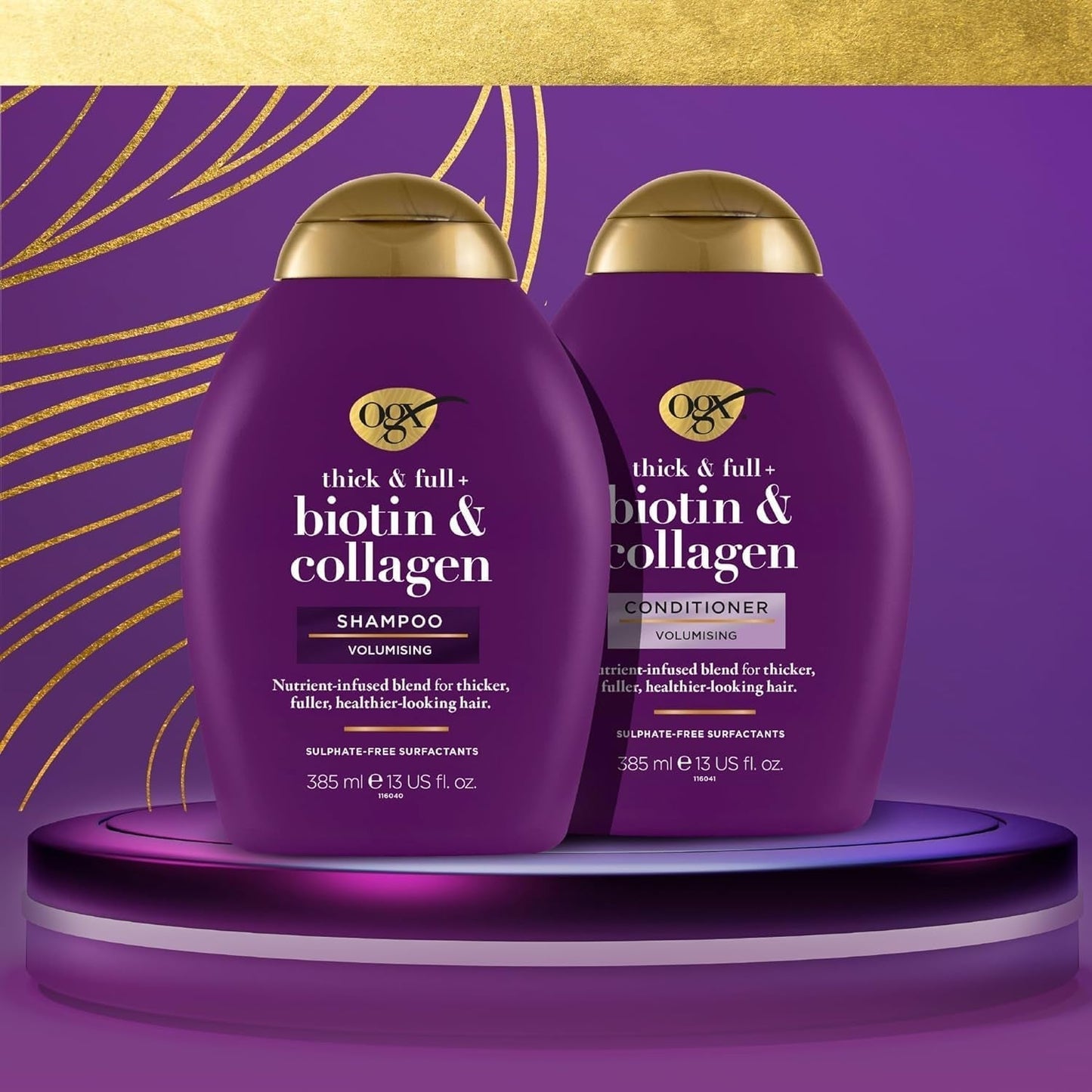 OGX Biotin & Collagen Shampoo (385 ml), Haarstärkendes Shampoo für feines und dünnes Haar OGX Dusche und Bad