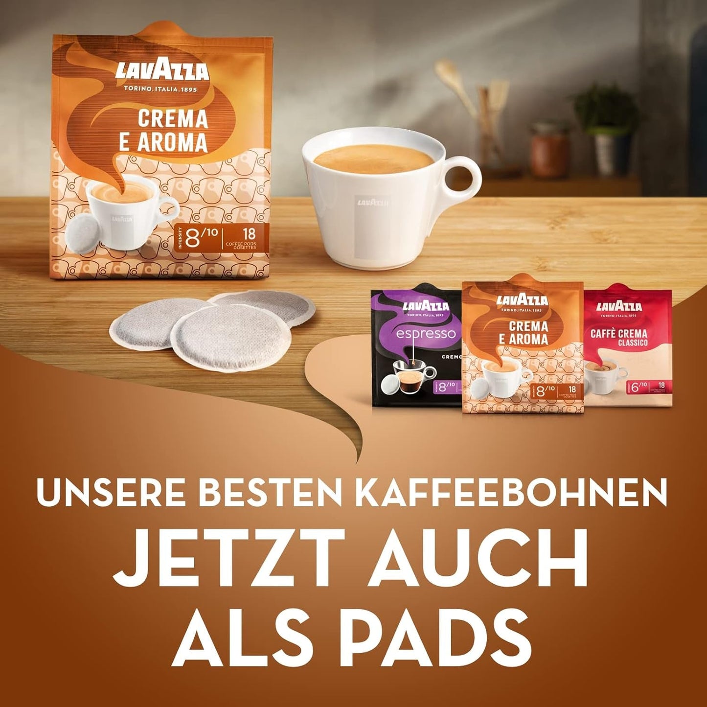 Lavazza Crema E Aroma, cremig-aromatischer Geschmack, mittlere Röstung, 18 Pads