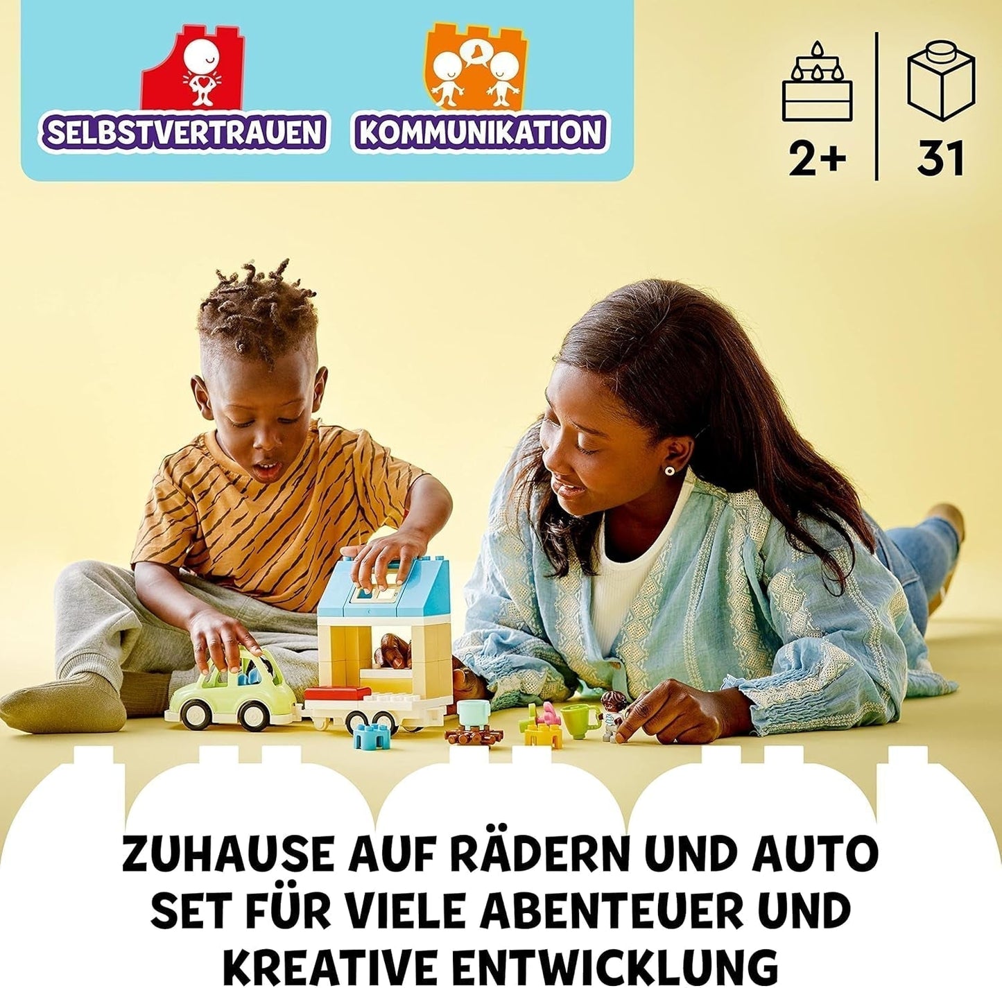 LEGO 10986 DUPLO Zuhause auf Rädern, Spielzeugauto mit großen Steinen, Figuren und Spielzeugauto für Jungen und Mädchen ab 2 Jahren, fördert die Feinmotorik. Bausets Besuchen Sie den LEGO-Store