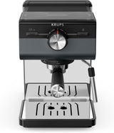 KRUPS Authentic+ Espressomaschine, 15 bar, intuitive Bedienung, anspruchsvolles Design, Dampfdüse, inklusive erweitertem Zubehör, Bullet Dark Silver/Edelstahl, XP384G10