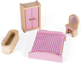 Janod Mademoiselle 3-stöckiges Puppenhaus aus Holz mit 11 Zubehörteilen, Spielzeugnachbildung, fördert die Fantasie, ab 3 Jahren, J06581