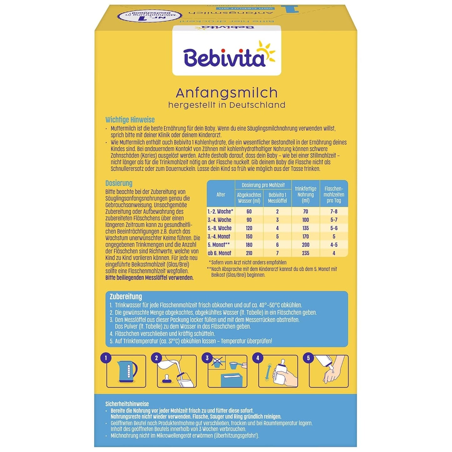 1 Säuglingsmilchpulver für Säuglinge ab der Geburt (5 x 500 g)