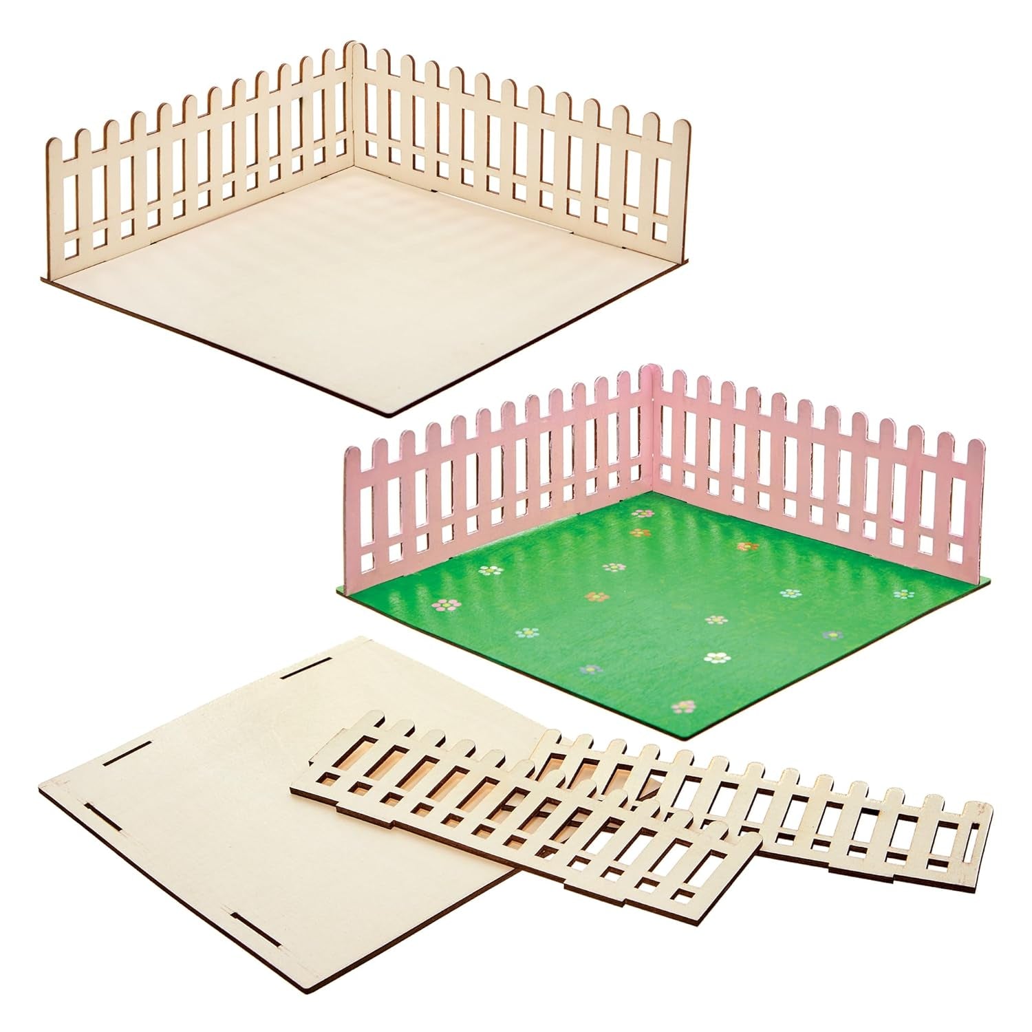 Baker Ross FN256 Mini-Garten-Puppenhaus aus Holz – 1 Packung Kinder-Puppenhaus-Set, Bastelset