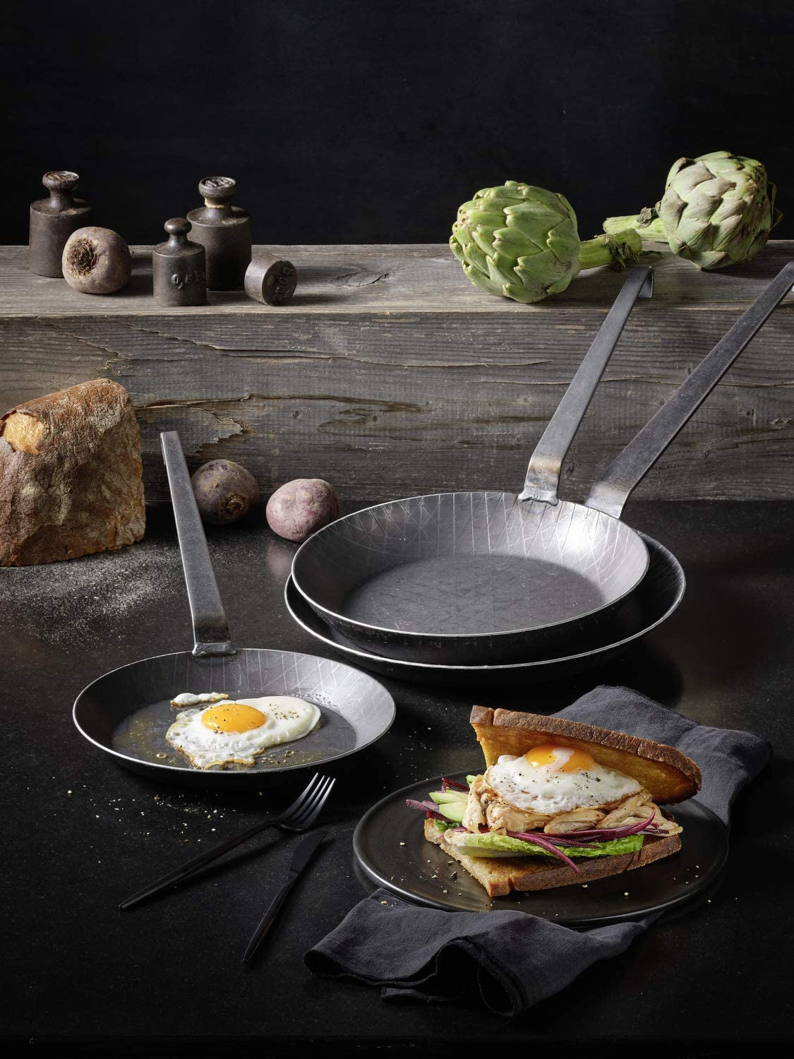 RÖSLE Serie 1888 Schmiedeeisen-Bratpfanne, hohe Qualität, hoher Rand für knusprige Pommes Frites und schnell gebratenes Fleisch, geeignet zum Grillen und Induktionstöpfe und -pfannen Naty Shop