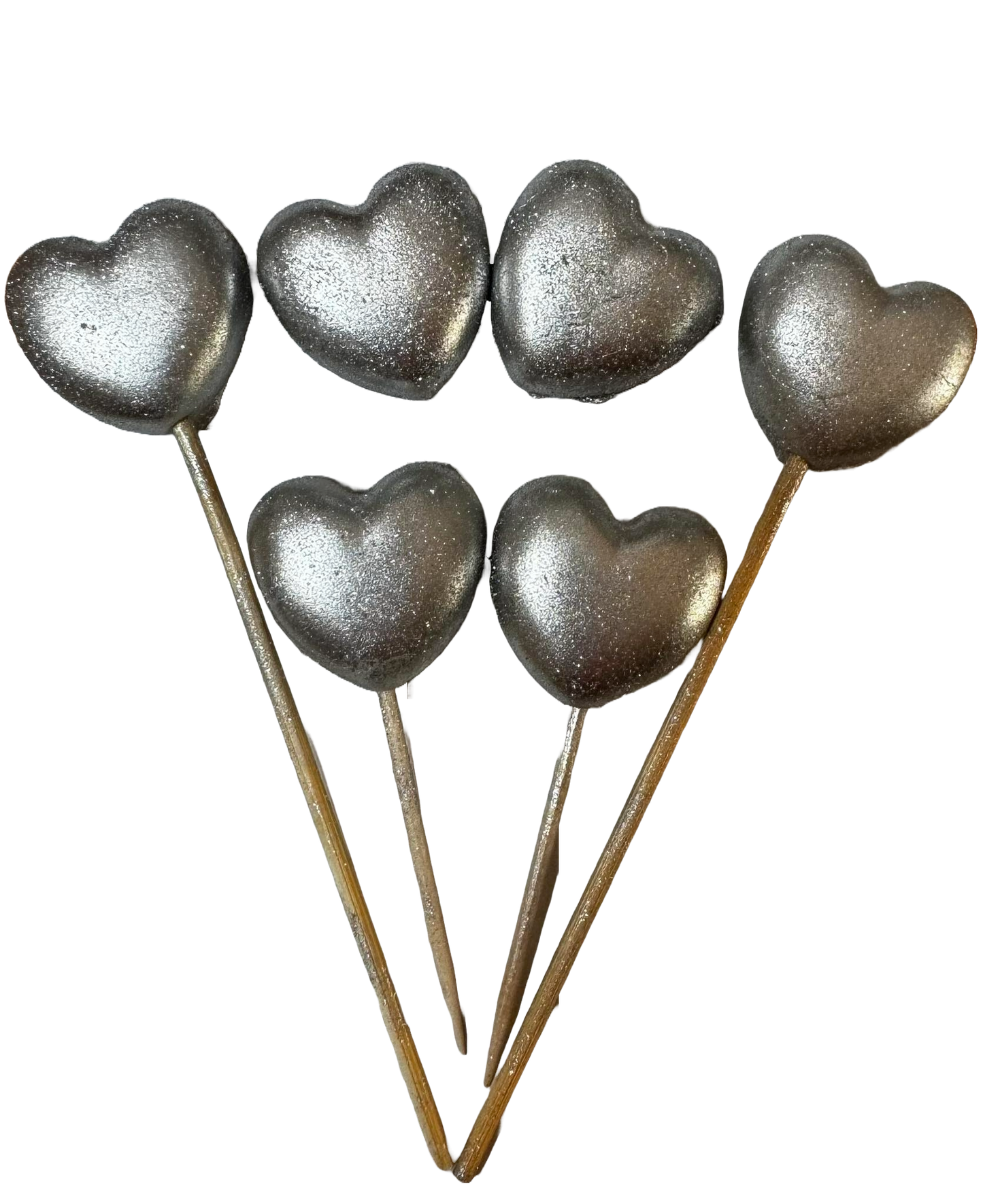 Set mit 6 essbaren Zuckerdekorationen, Silberherzen Naty Shop Zuckerpastendekorationen