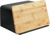 WENKO Kubo Brotkorb mit Bambusbrett, vielseitige Brotaufbewahrung mit Deckel und integriertem Bambus-Schneidebrett, Frischhaltebox, langlebige Brotaufbewahrung, 35 x 20,5 x 26 cm, Schwarz/Natur Naty Shop Frischhalteboxen Schwarz/Braun