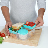 Bento Box TO GO Lunchbox-System mit Fächern | 1,25 L Lunchbox mit Joghurt-/Obstbehälter | für Kinder und Erwachsene l | BPA-freies Minty Teal [21685-8T], mintgrüne Frischhaltedosen von Naty Shop