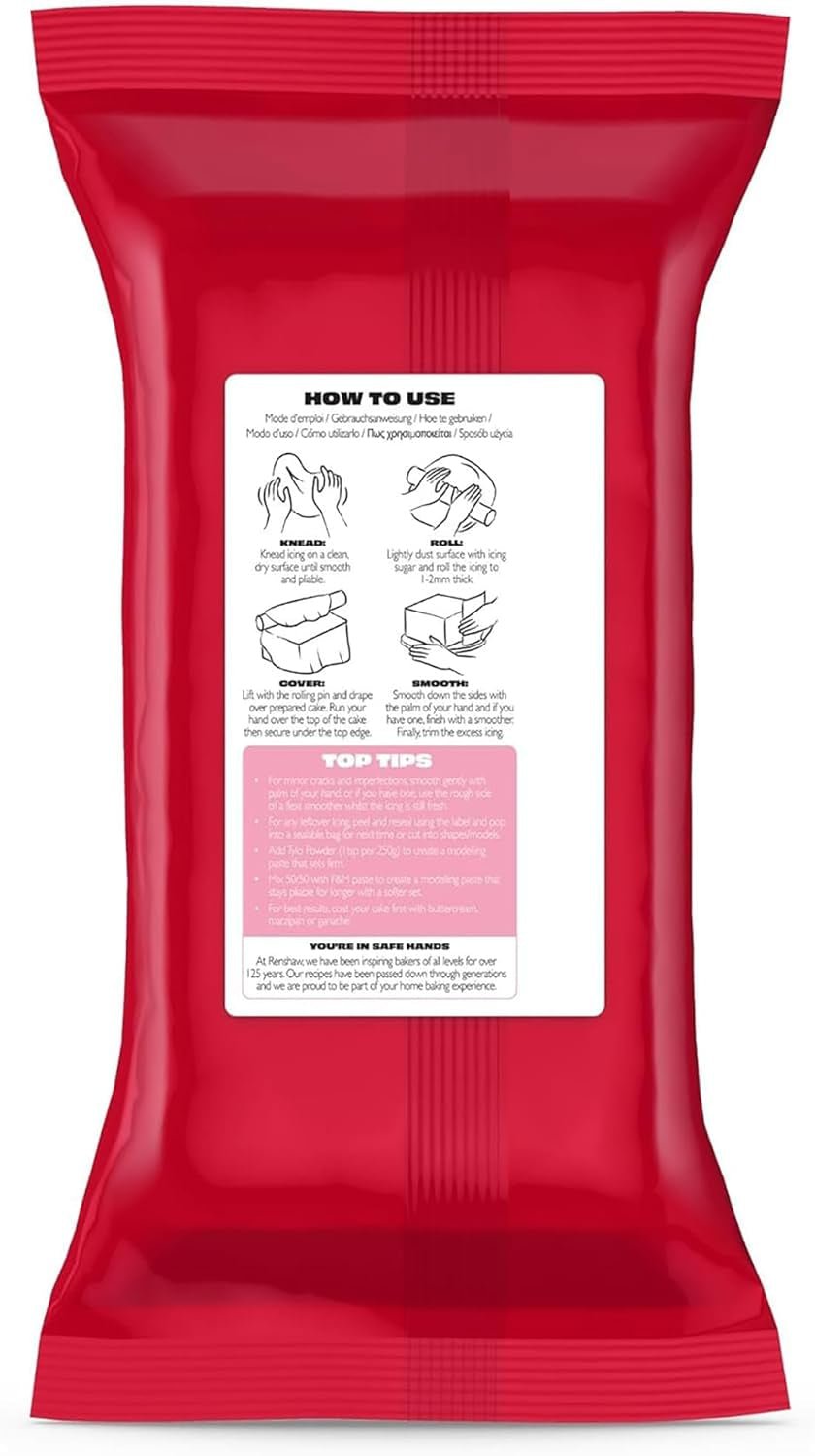 Extra Fondant Pink 1 kg – Extra elastischer Fondant mit Vanillegeschmack, perfekt zum Bedecken von Kuchen – Pink – 1 kg Zuckerpaste Naty Shop