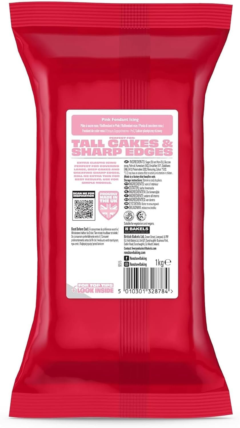 Extra Fondant Pink 1 kg – Extra elastischer Fondant mit Vanillegeschmack, perfekt zum Bedecken von Kuchen – Pink – 1 kg Zuckerpaste Naty Shop