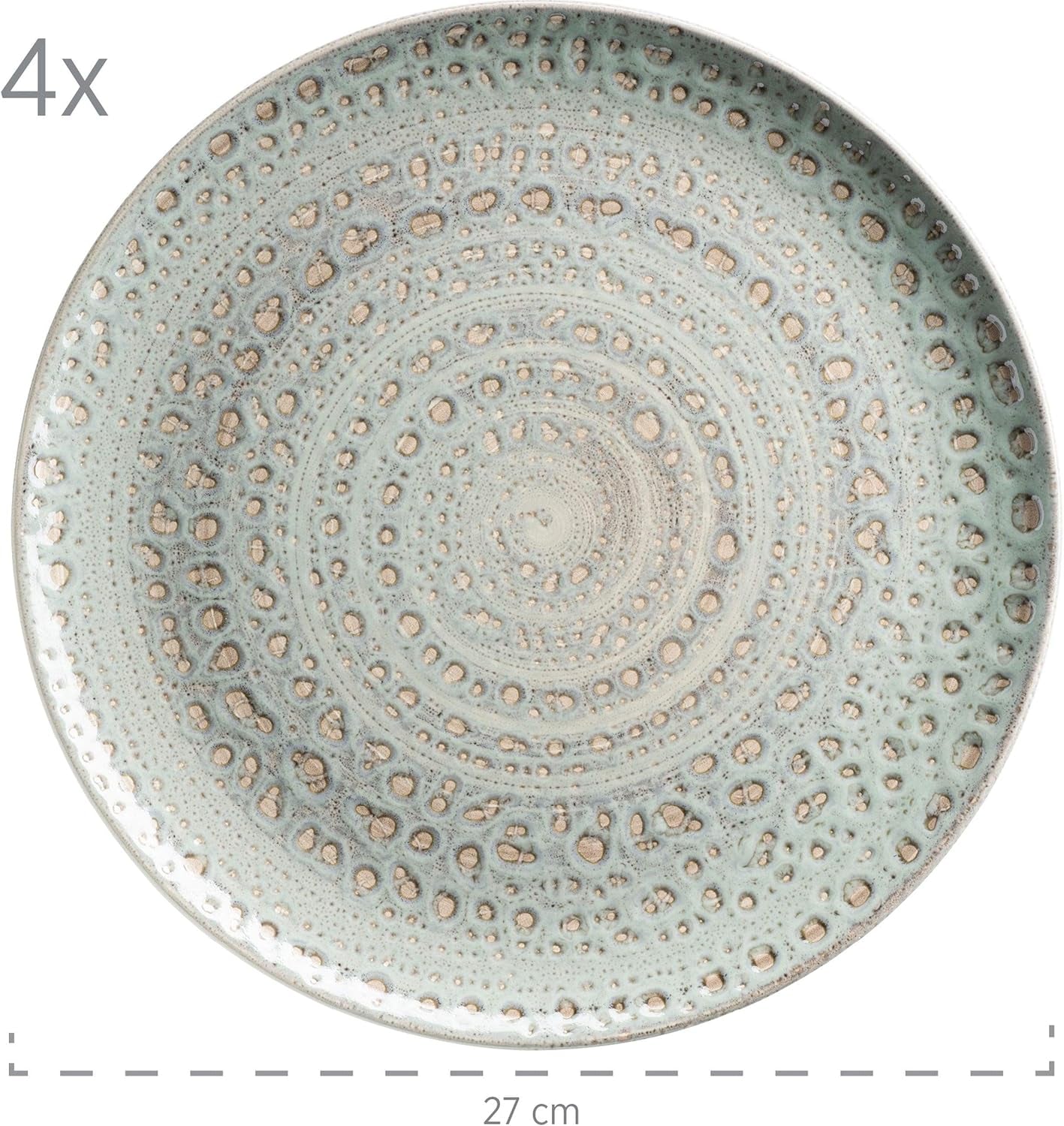 MÄSER 931744 Spicy Market Serie, handbemaltes Geschirrset für 4 Personen im mediterranen Vintage-Design, 16-teiliges Keramik-Kombinationsset, grün, Steinzeug