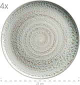 MÄSER 931744 Spicy Market Serie, handbemaltes Geschirrset für 4 Personen im mediterranen Vintage-Design, 16-teiliges Keramik-Kombinationsset, grün, Steinzeug
