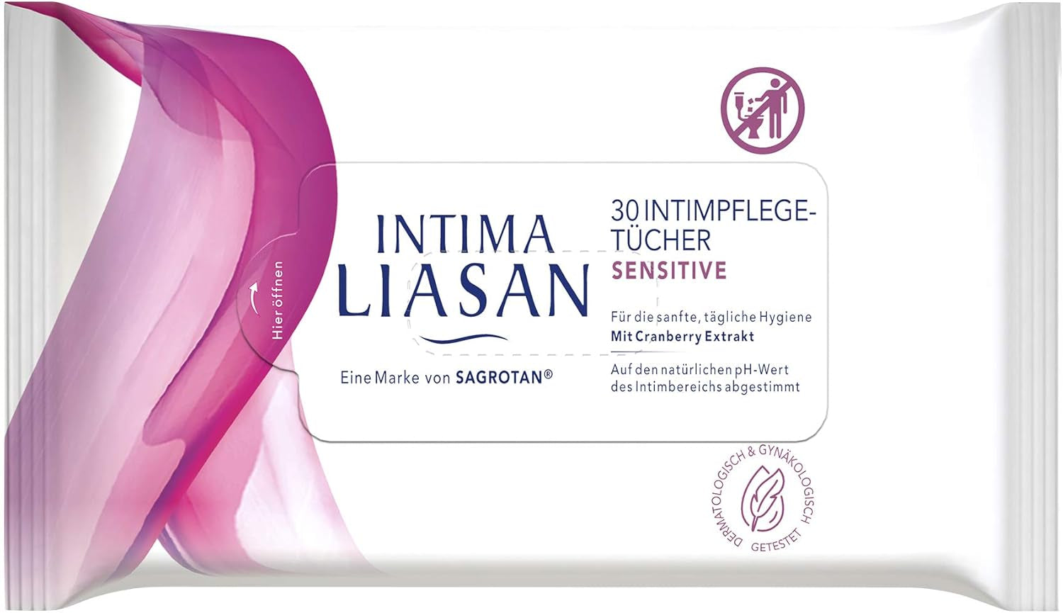 Intima by Sagrotan Sensitive Intimpflegetücher, seifenfrei und alkoholfrei, 30 Stück (4er Pack)