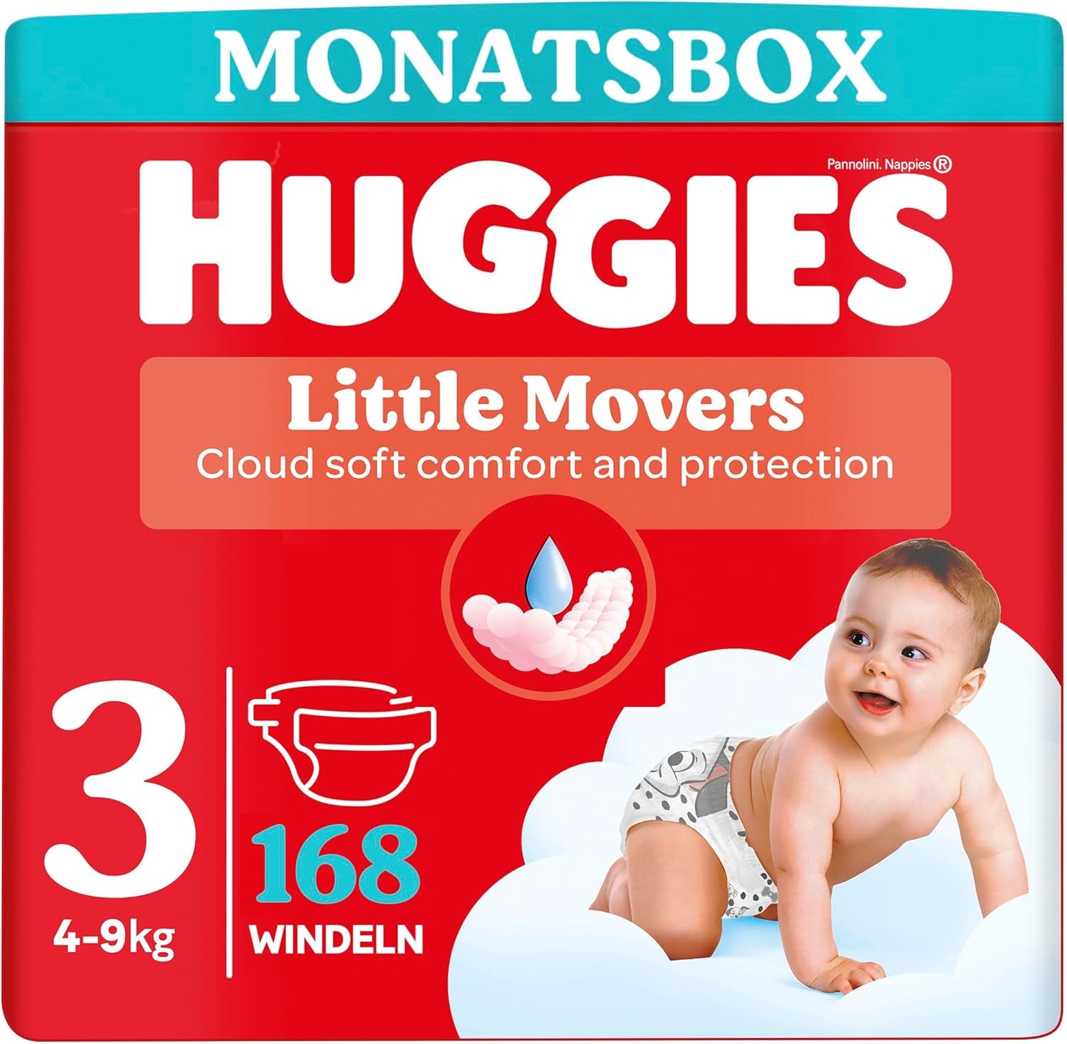 Huggies Babywindeln Little Movers, Disney-Design, Größe 3, 168 Stück (3 x 56), Monatsbox