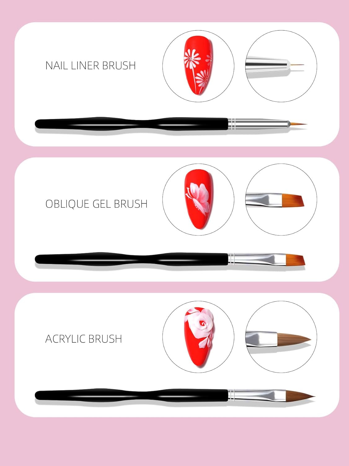 Nail Art Pinsel Set, 10 Stück Nageldesign Malerei Pinsel, Professionelle Nail Art Design Pinsel, Nail Fine Liner Pinsel, Schwarz
