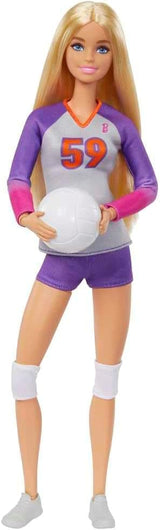 Barbie Made to Move – Volleyball-Spielerpuppe mit T-Shirt und Ball – 22 Gelenke für realistisches Spielen, inklusive Volleyball- und Sportausrüstung, HKT72