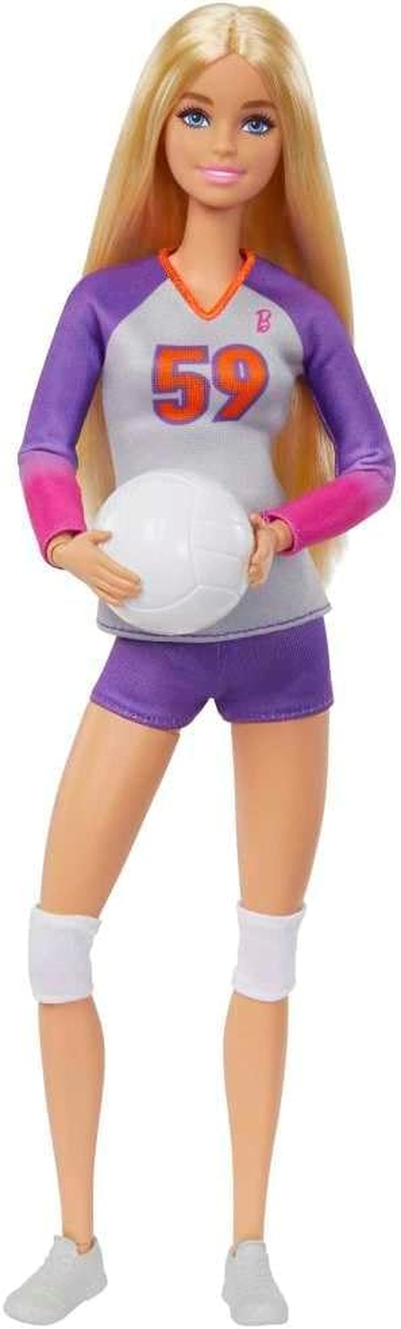 Barbie Made to Move – Volleyball-Spielerpuppe mit T-Shirt und Ball – 22 Gelenke für realistisches Spielen, inklusive Volleyball- und Sportausrüstung, HKT72
