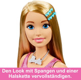 Barbie-Puppe, extragroß (71 cm), rosa Kleid, blondes Haar mit Clip und Halskette, Geschenk für Kinder ab 3 Jahren, HJY02