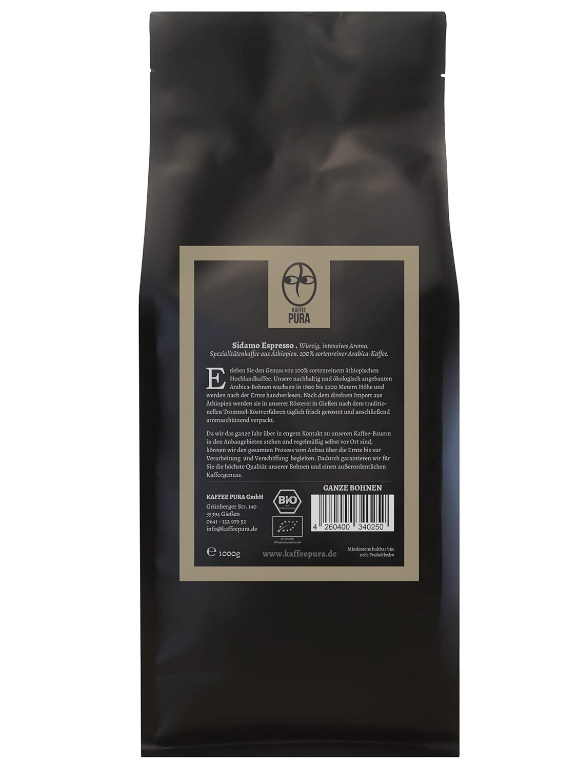 Sidamo-bio Espresso ganze Bohnen 1000g