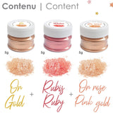 Scrapcooking – Set mit 3 metallischen Lebensmittelfarben – Lebensmittelfarbe: Gold, Roségold und Rubin – essbare Lebensmittelfarbe zum Backen, Kuchen, Kekse, Kuchen, Schokolade – 4019