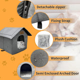 Katzenhaus Für Draußen Winterfest Wasserdicht Wetterfester Katzenhöhle Haustierhaus mit Plüschkissen Warme Hundehöhle Waschbar Hundehaus Tierheim Für Streuner Haustiere 35x30x35cm