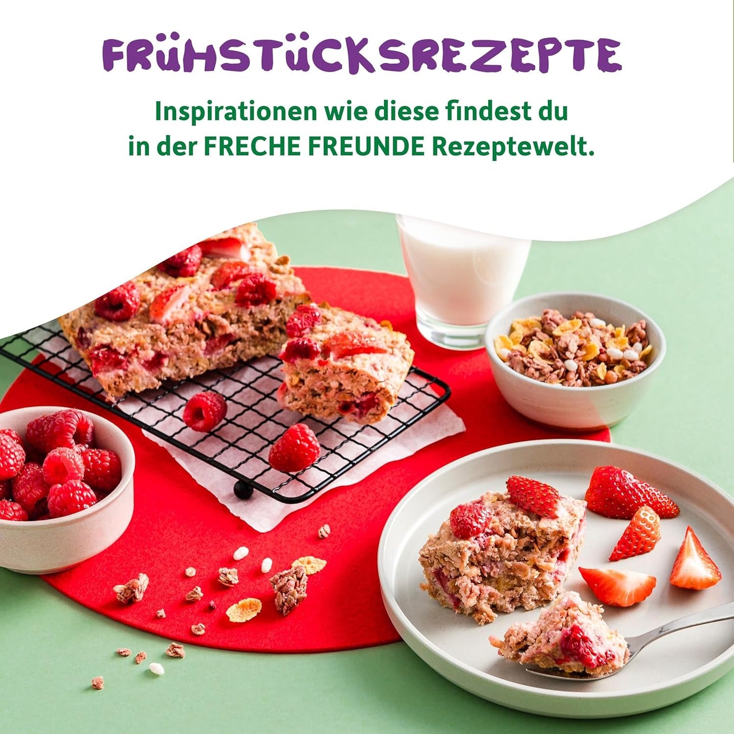 FRECHE FREUNDE Bio-Frühstücksmüsli Edda's Beeren-Knusper-Müsli-Mischung für Schulkinder mit gefriergetrockneten Erdbeeren, vegan, 6er-Pack (6 x 280 g)
