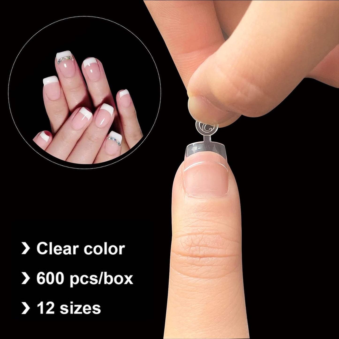 600 Stück ovale künstliche Nagelspitzen, 12 Größen, kurze Nagelspitzen, französische halbe Abdeckung, künstliche Nagelspitzen für DIY Nagelstudio, transparent