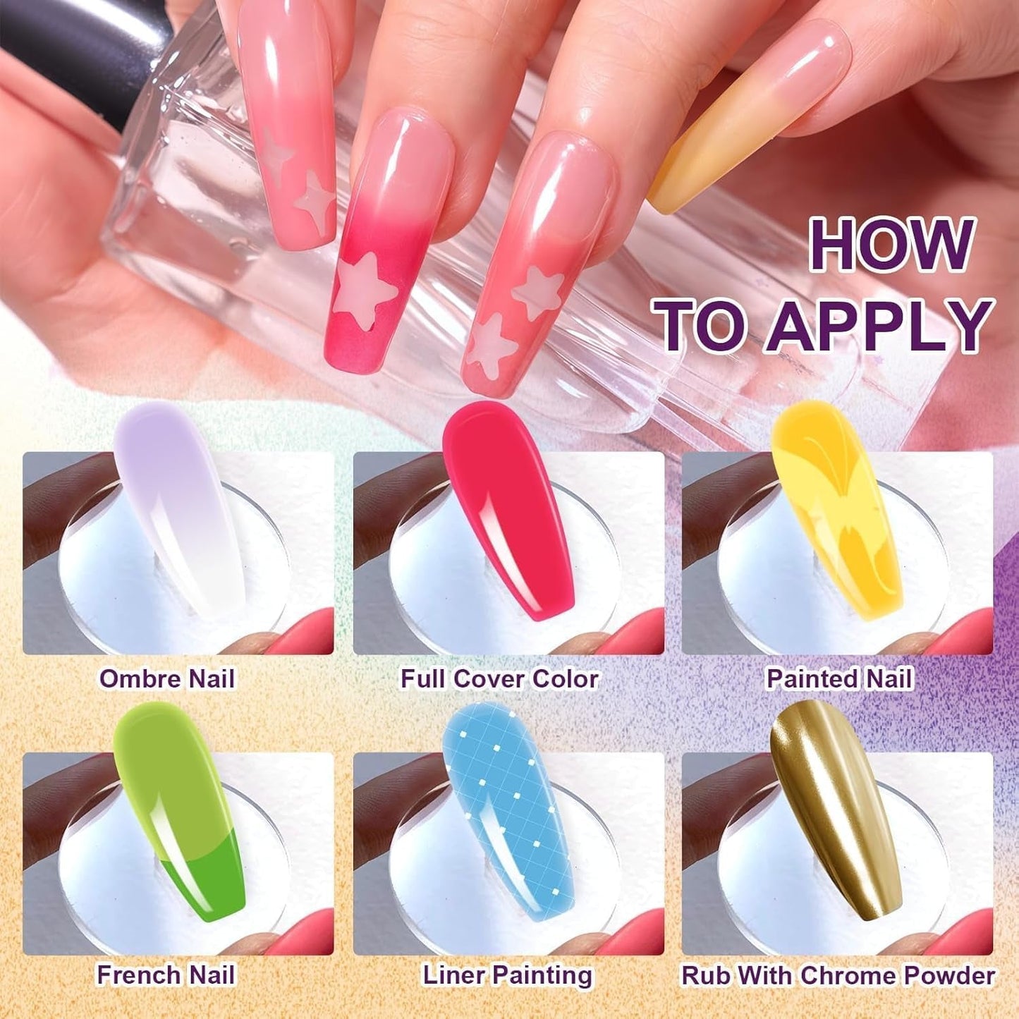 Farbverlaufs-Malgel, 12 Farben, Ombre-Gel-Nagellack mit 100 Nagelschwämmen und 4 Krallen, Metallgreifer für French-Maniküre, DIY-Nagelkunst, Set I