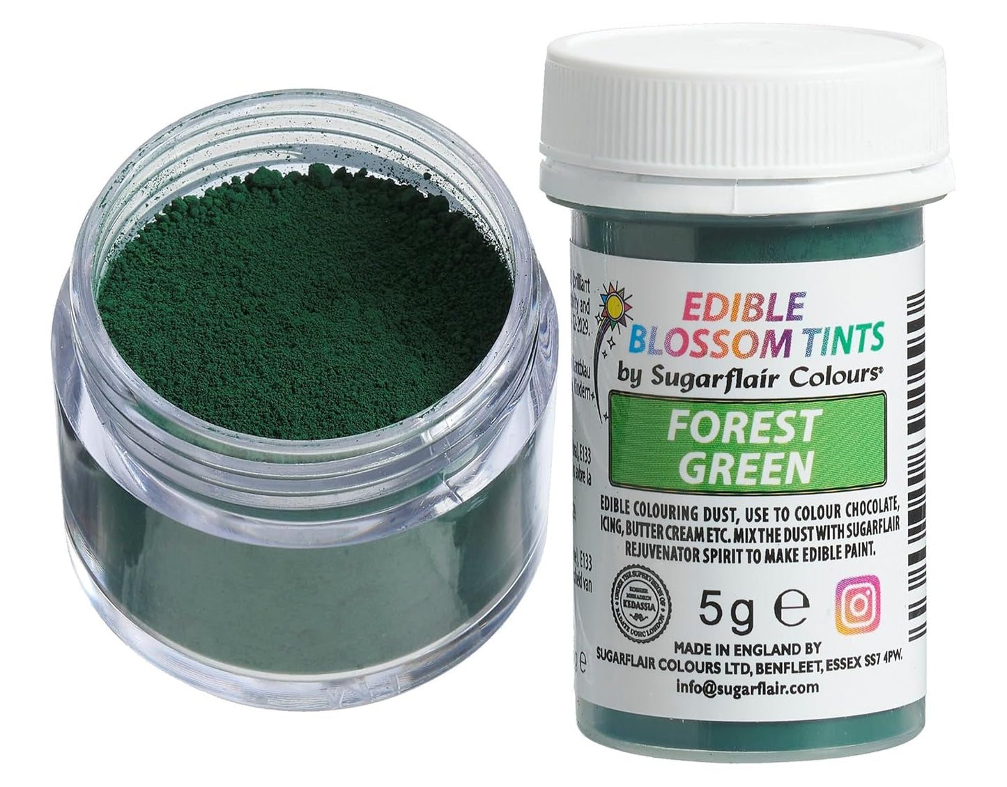 Sugarflair Blossom Tint Dust Forest Green – Lebensmittelfarbpulver für Kuchendekorationen, Fondant, Glasur, Schokolade, Buttercreme, Macarons und mehr – 5 g