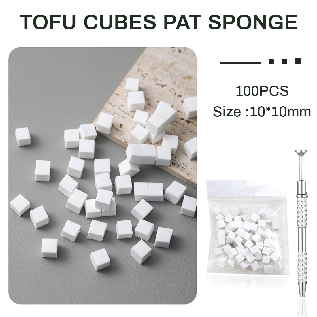 100 Stück Nail Art Schwamm mit Metallgreifer, Sponge Brush Applicator, Sponge Nagel Pinsel, Maniküre Zubehör für Nägel, um eine Varaudzen von Gradient Nail Art Patterns zu erstellen