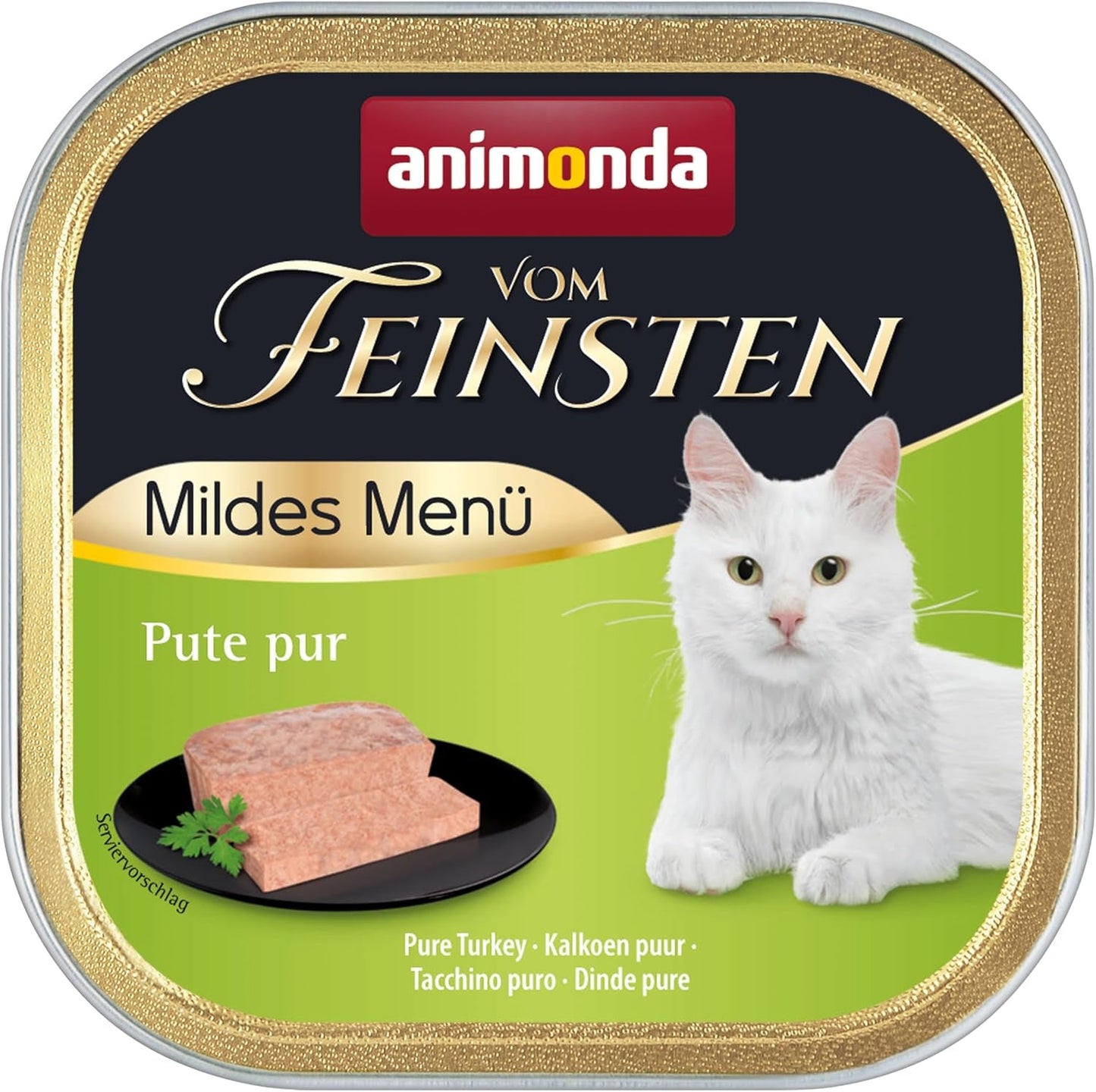 animonda vom Feinsten Mild Menü Milde Sorte (32 x 100g), getreidefreies, zuckerfreies Nassfutter für Katzen, leicht verdauliches Futter mit Putenfleisch