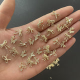 50 Stück 3D Gold Bow Nail Charms Butterfly Nail Art Charms Legierung Bogen Nagel Charms Nägel Zubehör Schleife Nagelschmuck Metall Schleifen Schmetterling Nageldesign Nagelanhänger Nailart Strasssteine