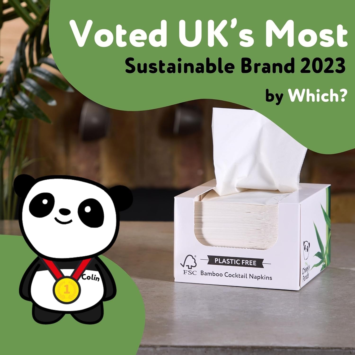 Die Cheeky Panda Bambus-Cocktailservietten | weiße Servietten 100 Stück Papierservietten