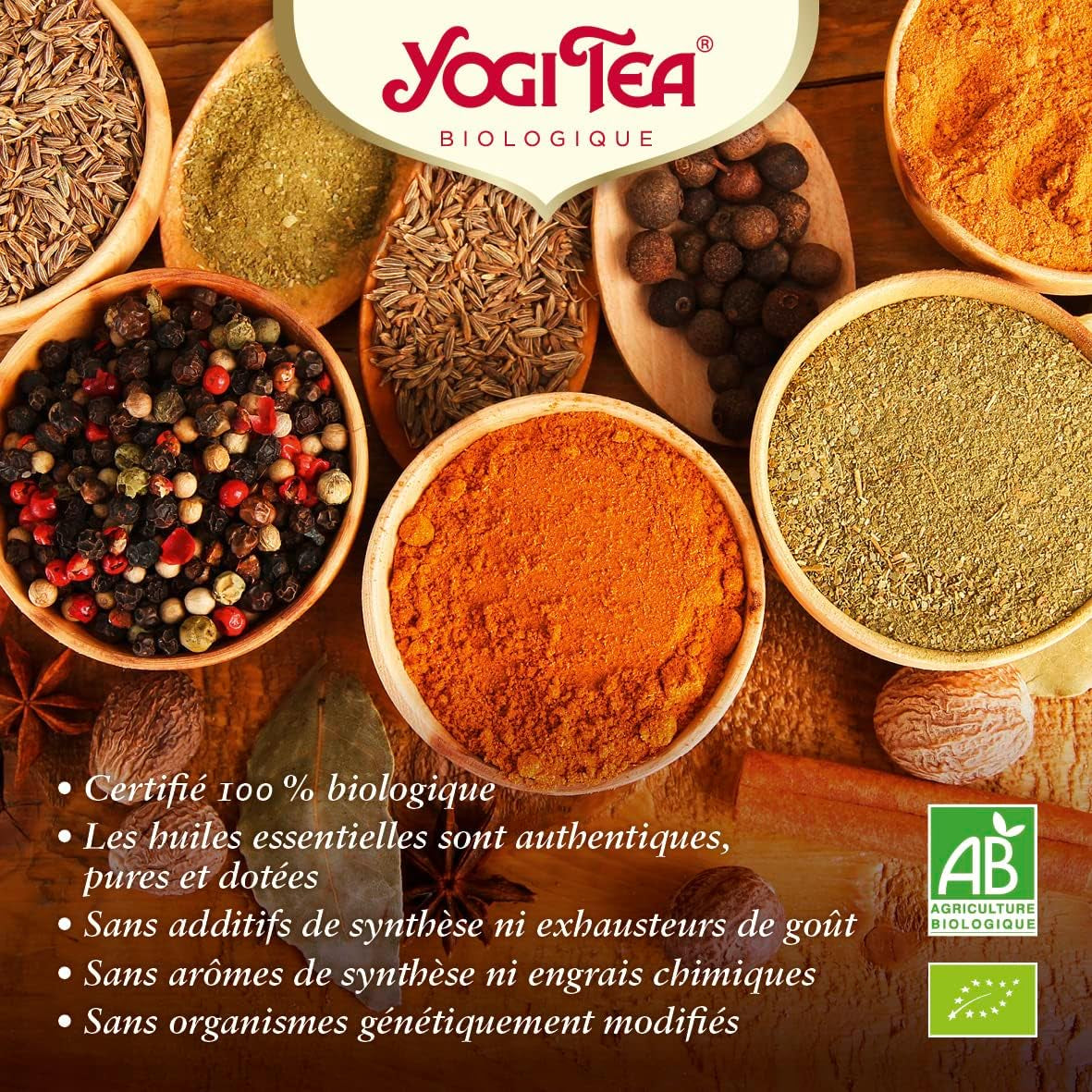 Yogi Tea – Kurkuma Chai Bio-gewürzter ayurvedischer Tee, koffeinfrei, Kurkuma-Zimt-Ingwer-Mischung, Yogi-Tee lose, 8 x 90 g (720 g) Packung, ideales Geschenk